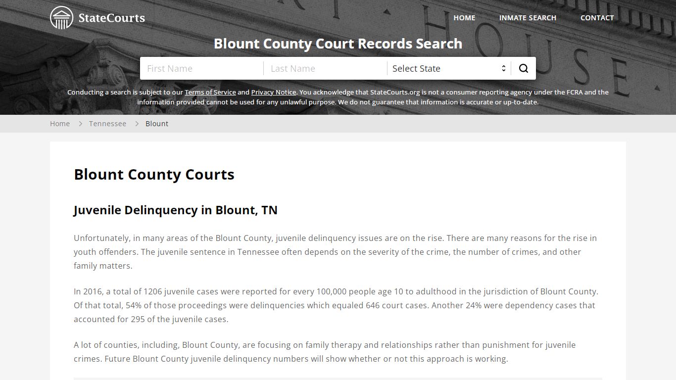 Blount County, TN Courts - Records & Cases - StateCourts